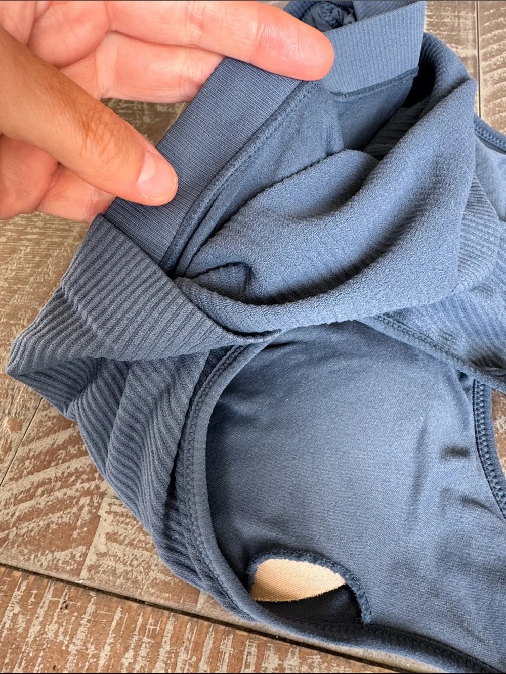 Calia Ribbed Slate Blue Sports Bra Racerback Crop Top - Picture 11 of 13